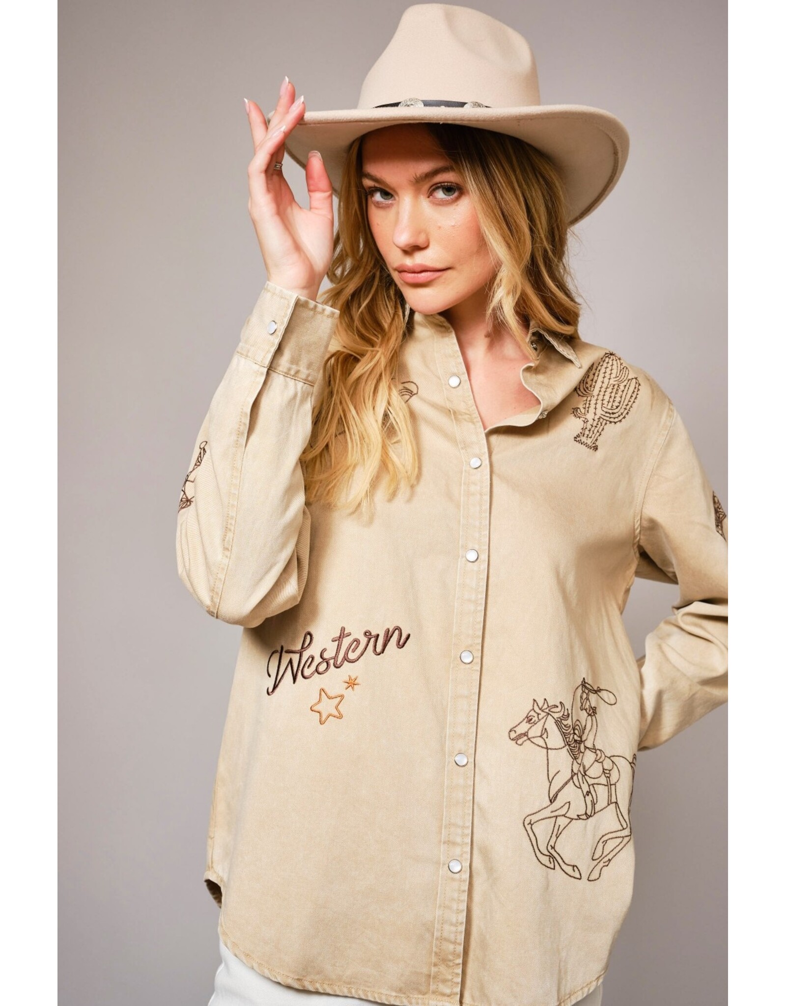 Randi Western Embroidered Pearl Snap Shirt