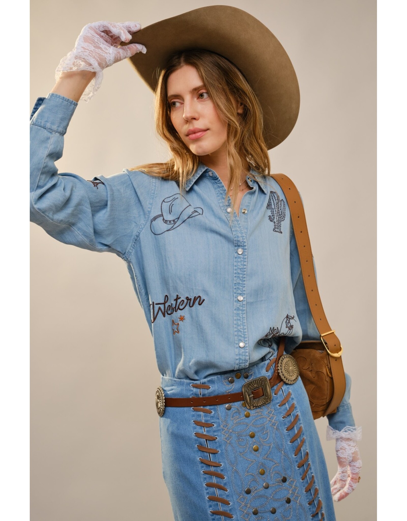 Randi Western Embroidered Pearl Snap Shirt