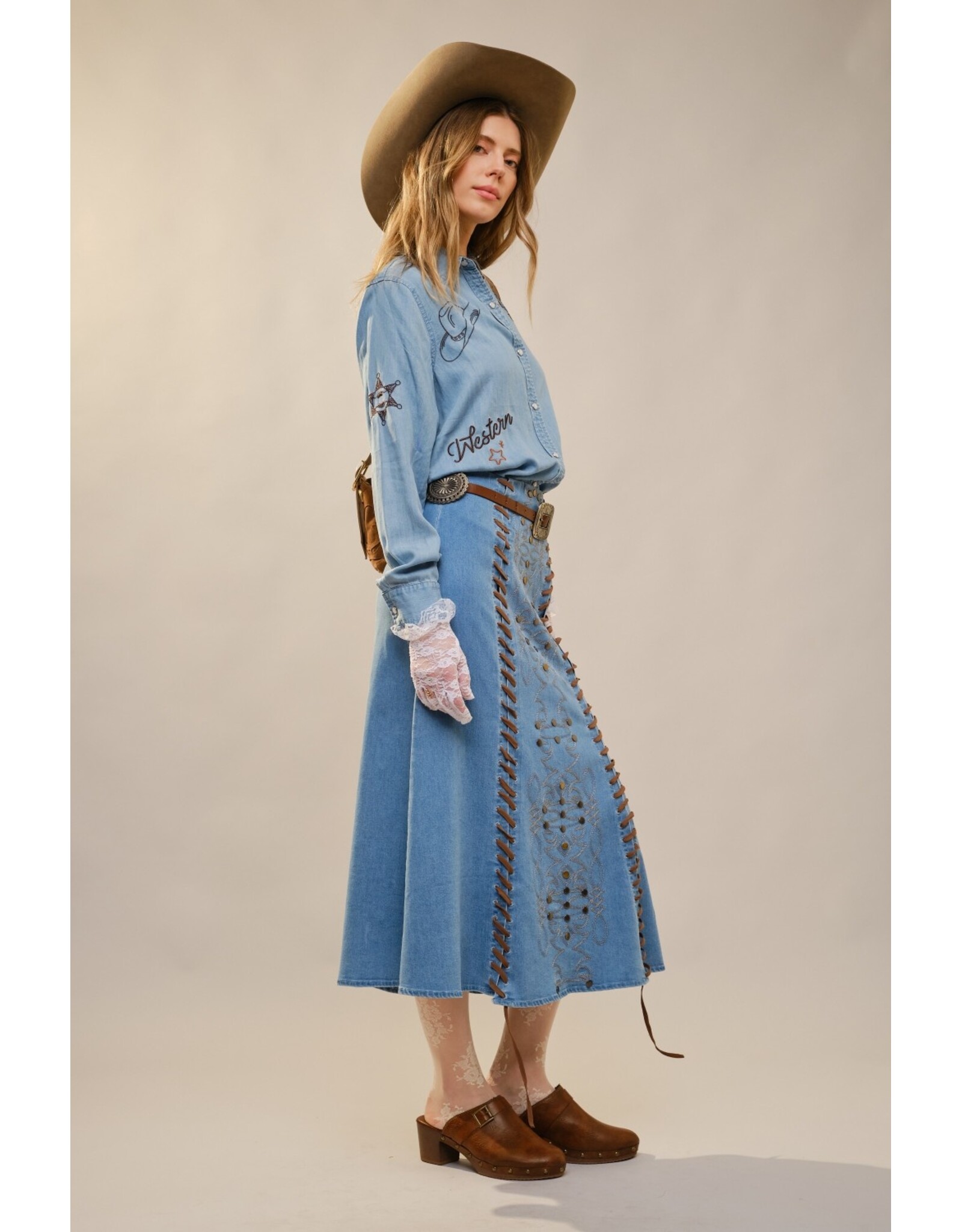 Randi Western Embroidered Pearl Snap Shirt