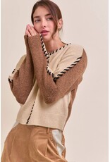 Winter Whip-Stitch Two-Tone Sweater