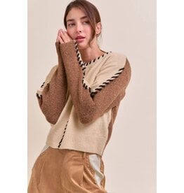 Winter Whip-Stitch Two-Tone Sweater