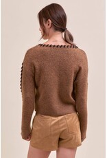 Winter Whip-Stitch Two-Tone Sweater