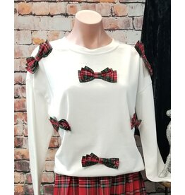 Multi Plaid Bow Pullover