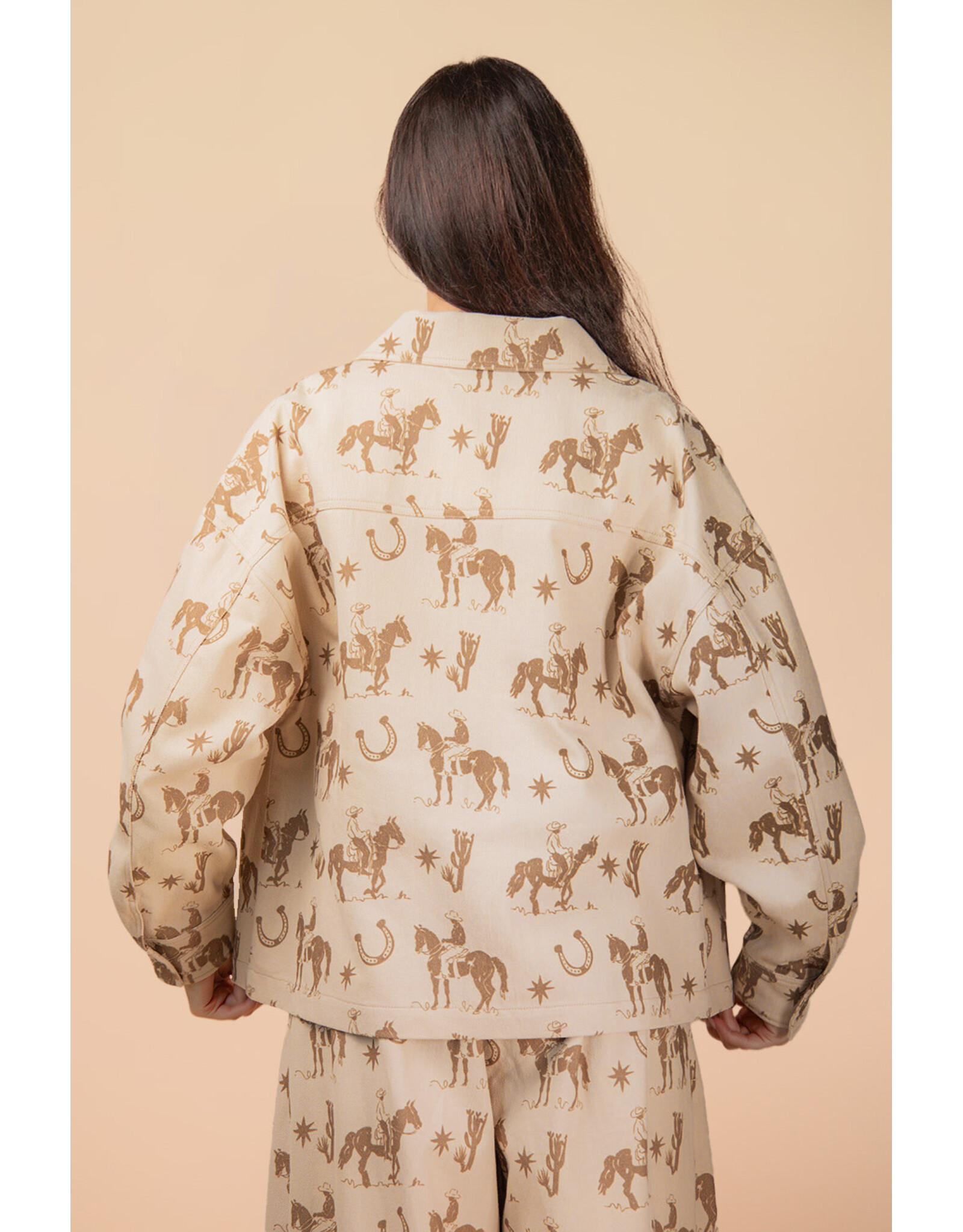 Oversized Western Graphic Casual Shacket Jacket