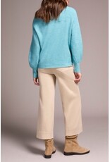 Tribal Tribal Mandarin Collar Long Puff Sleeve Sweater