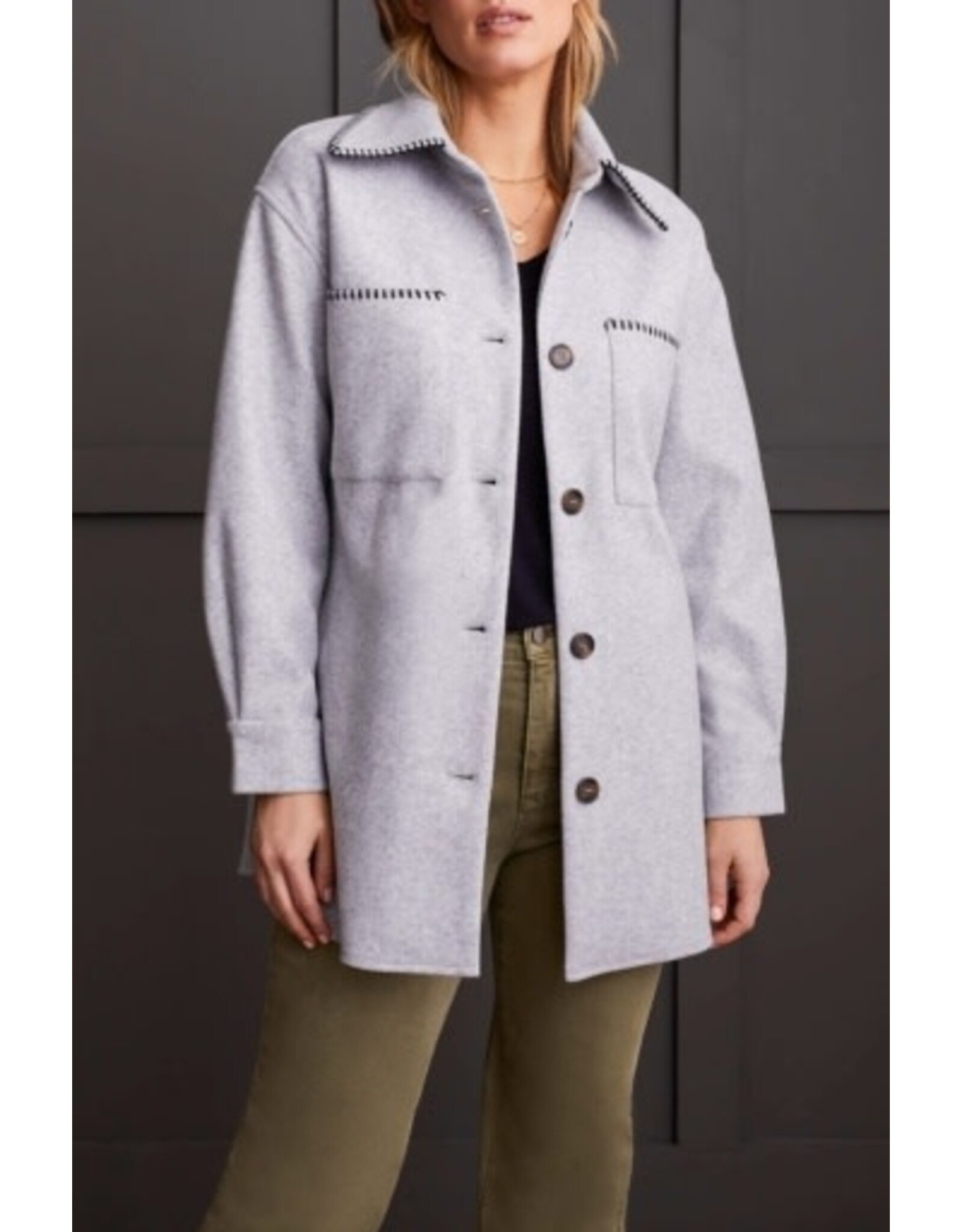 Tribal Tribal Button-Up Coat with Blanket Stitching