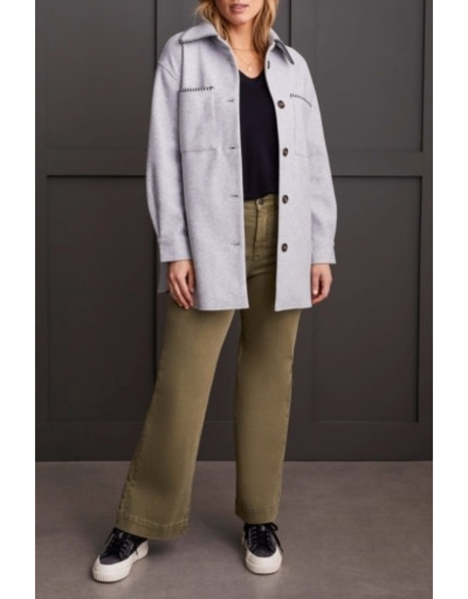 Tribal Tribal Button-Up Coat with Blanket Stitching