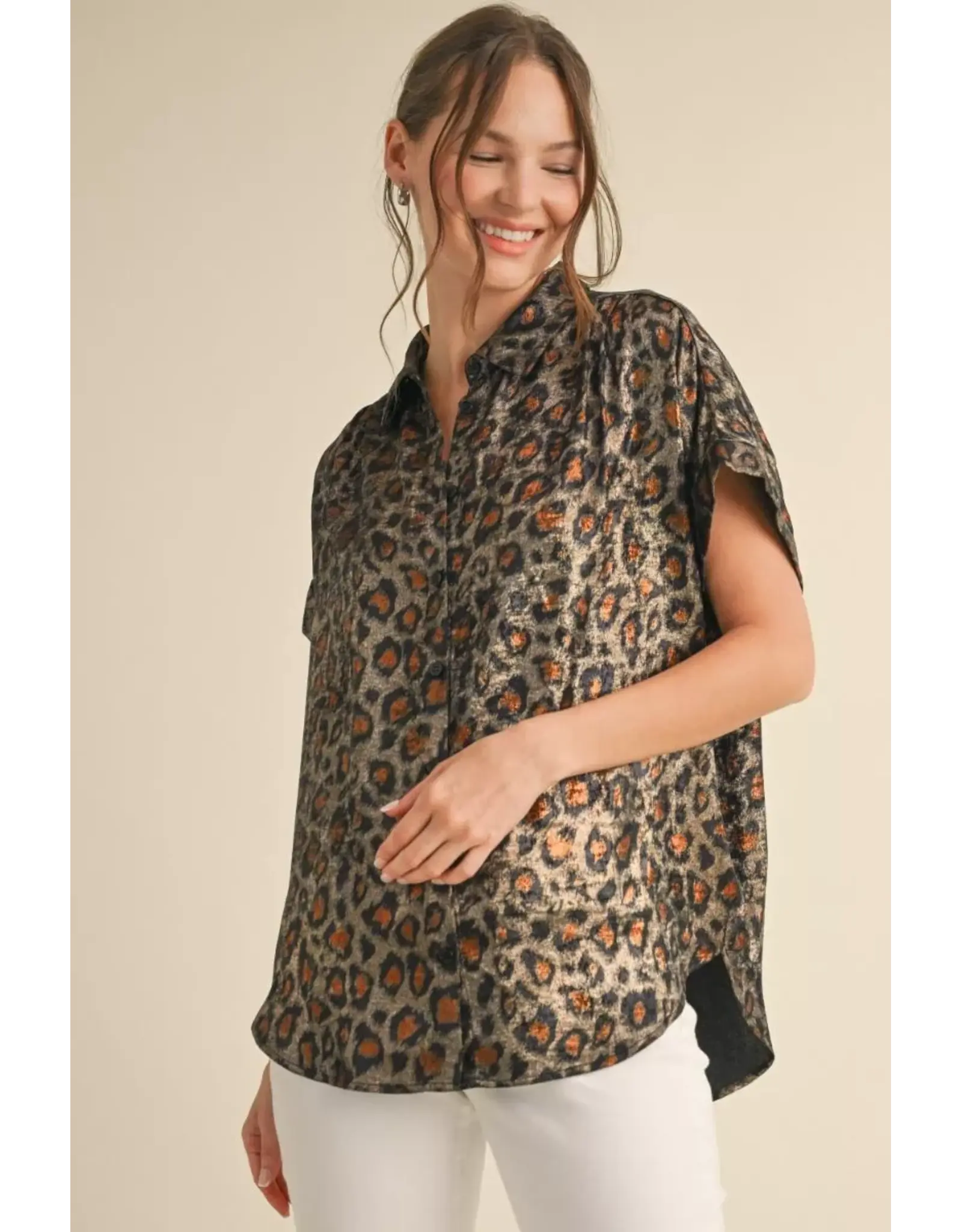 Malou Metallic Animal Print Top