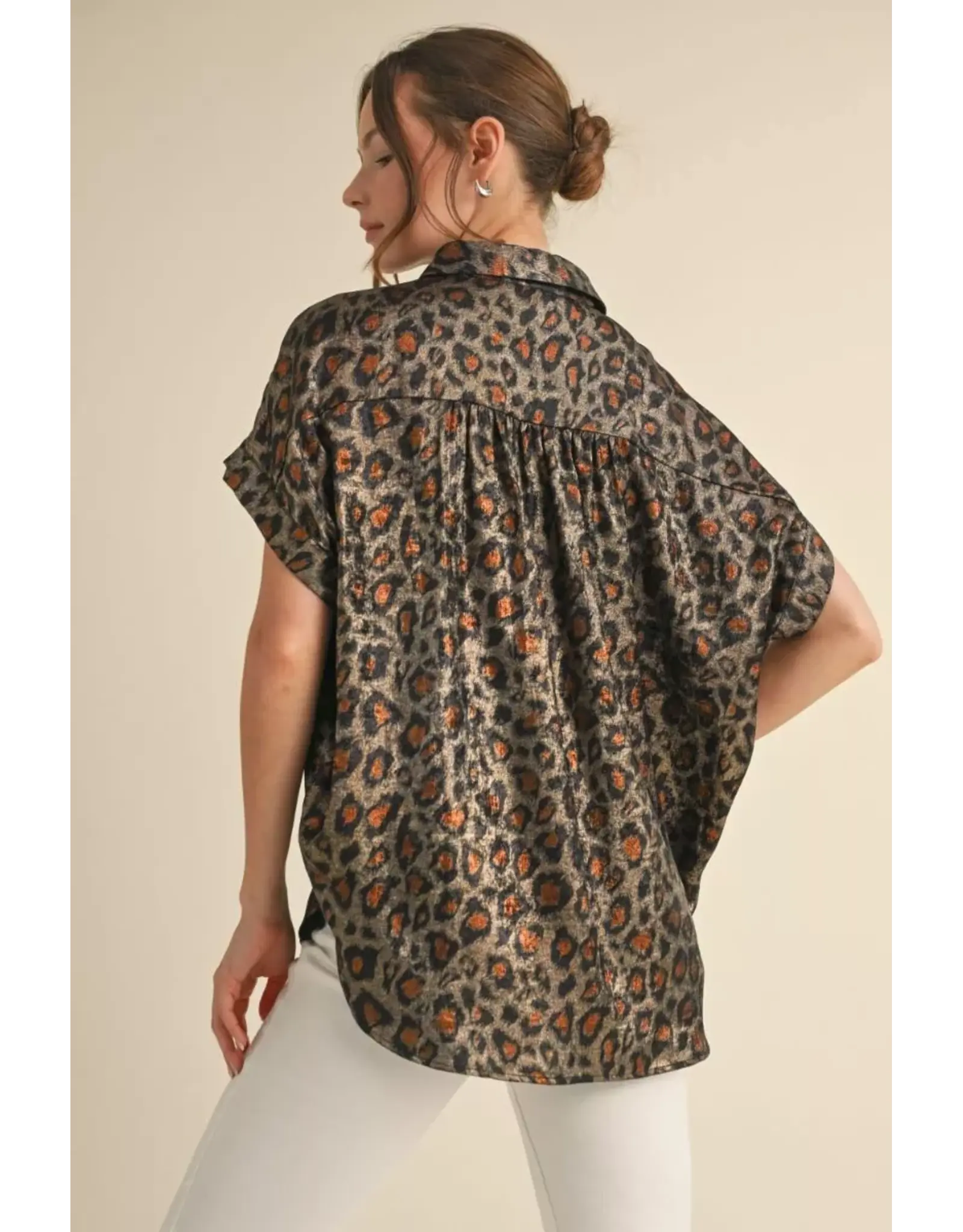 Malou Metallic Animal Print Top