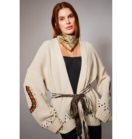 Western Horse Belted Cardigan Sweater