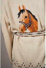 Western Horse Belted Cardigan Sweater