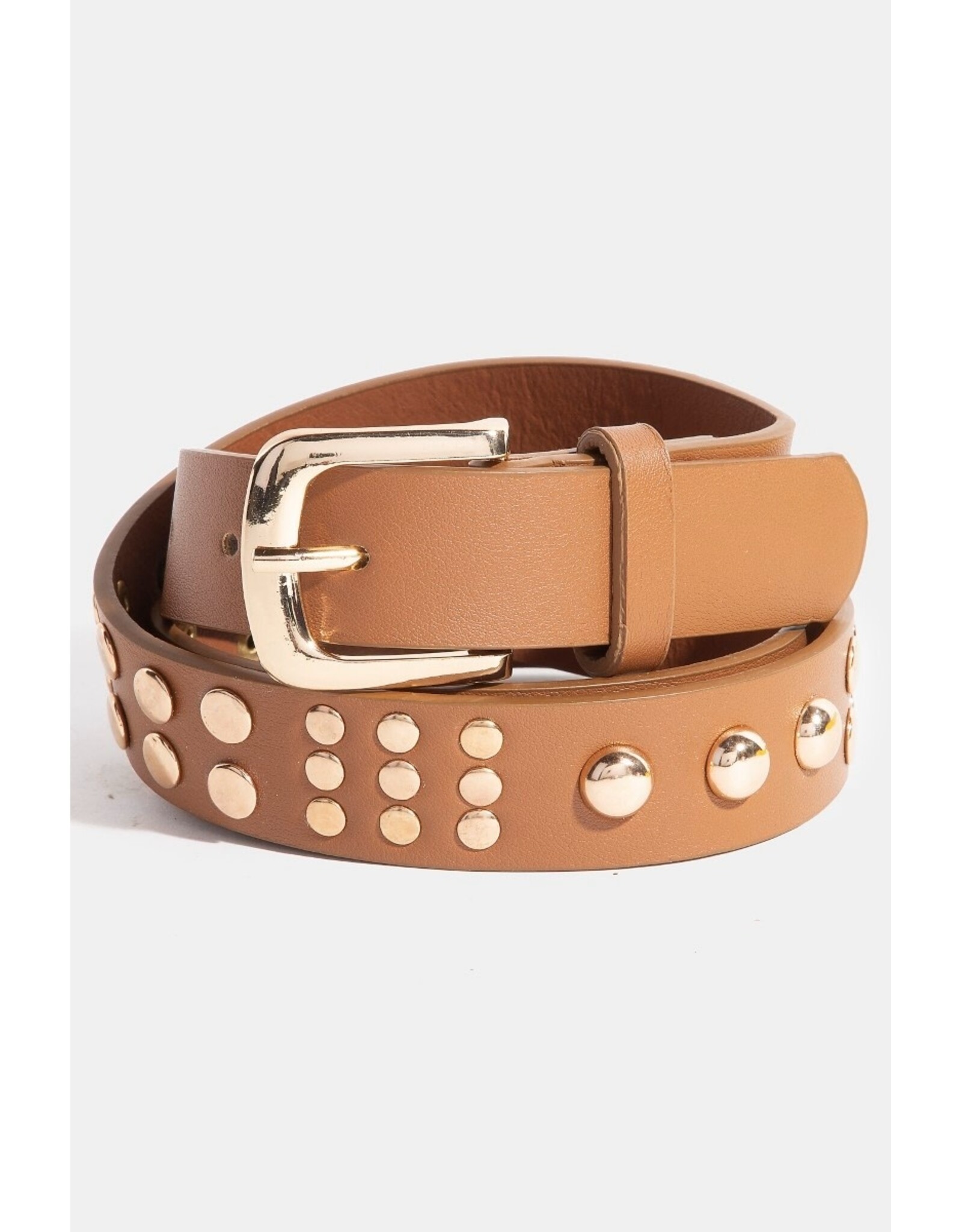 Metallic Dome Studded Faux Leather Belt