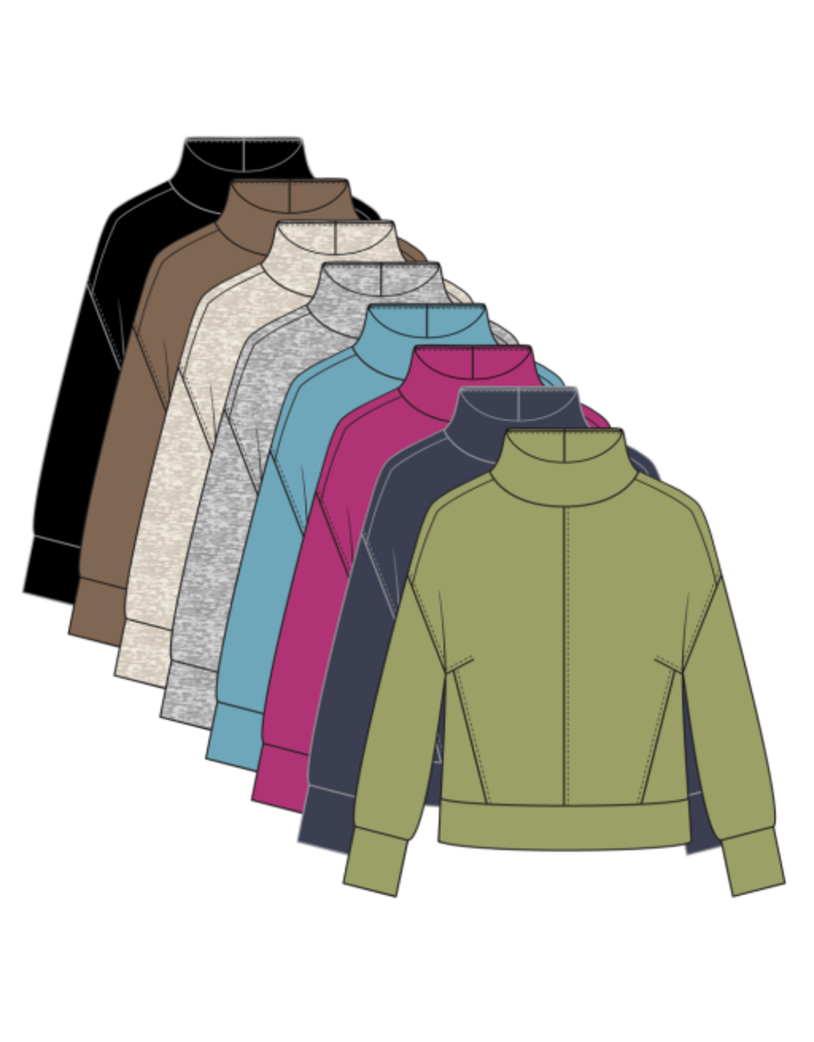 Tribal Tribal Techno Lux Drop Shoulder Funnel Neck Knit Top