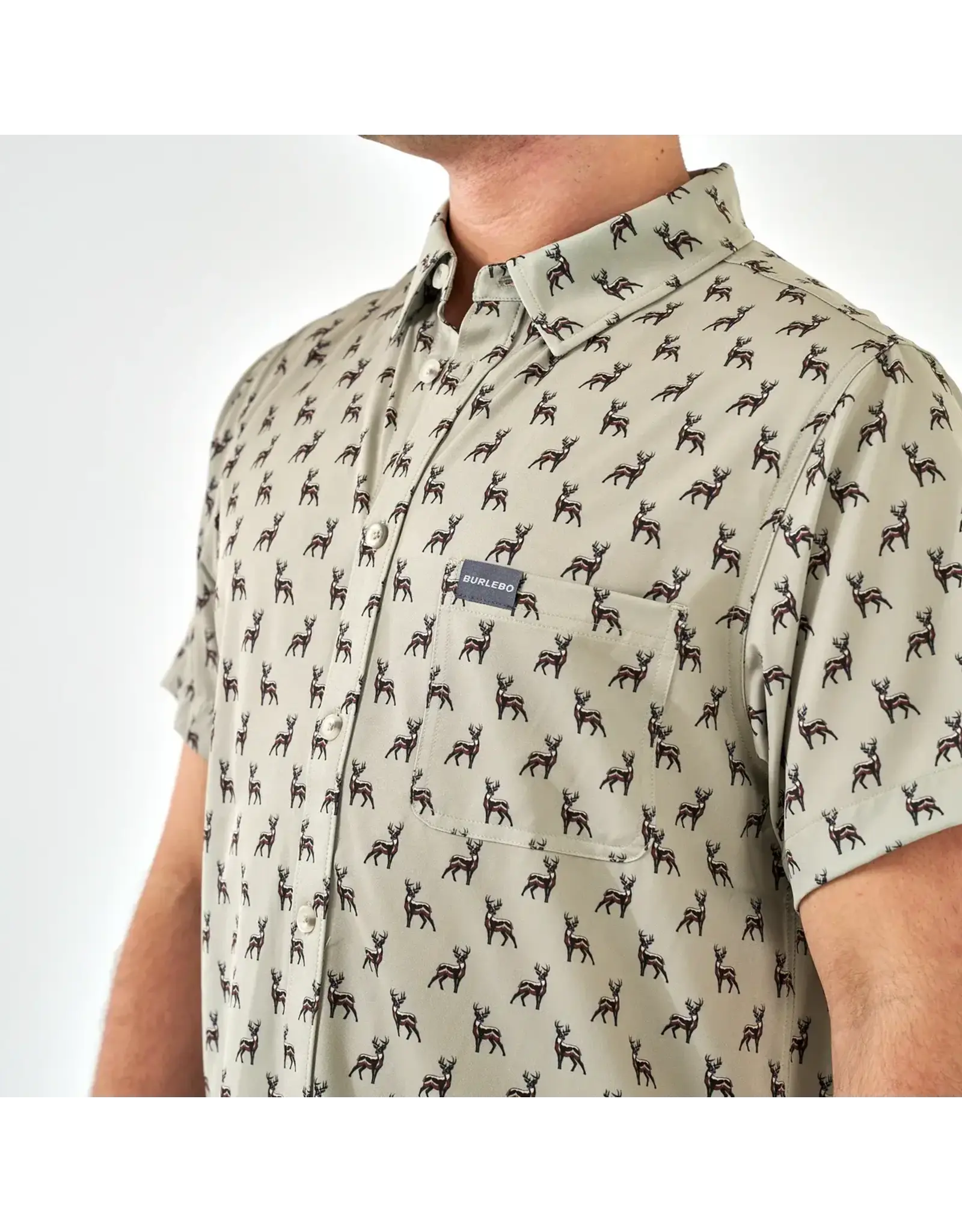 Burlebo Burlebo Performance Button Up Whitetail Deer Green