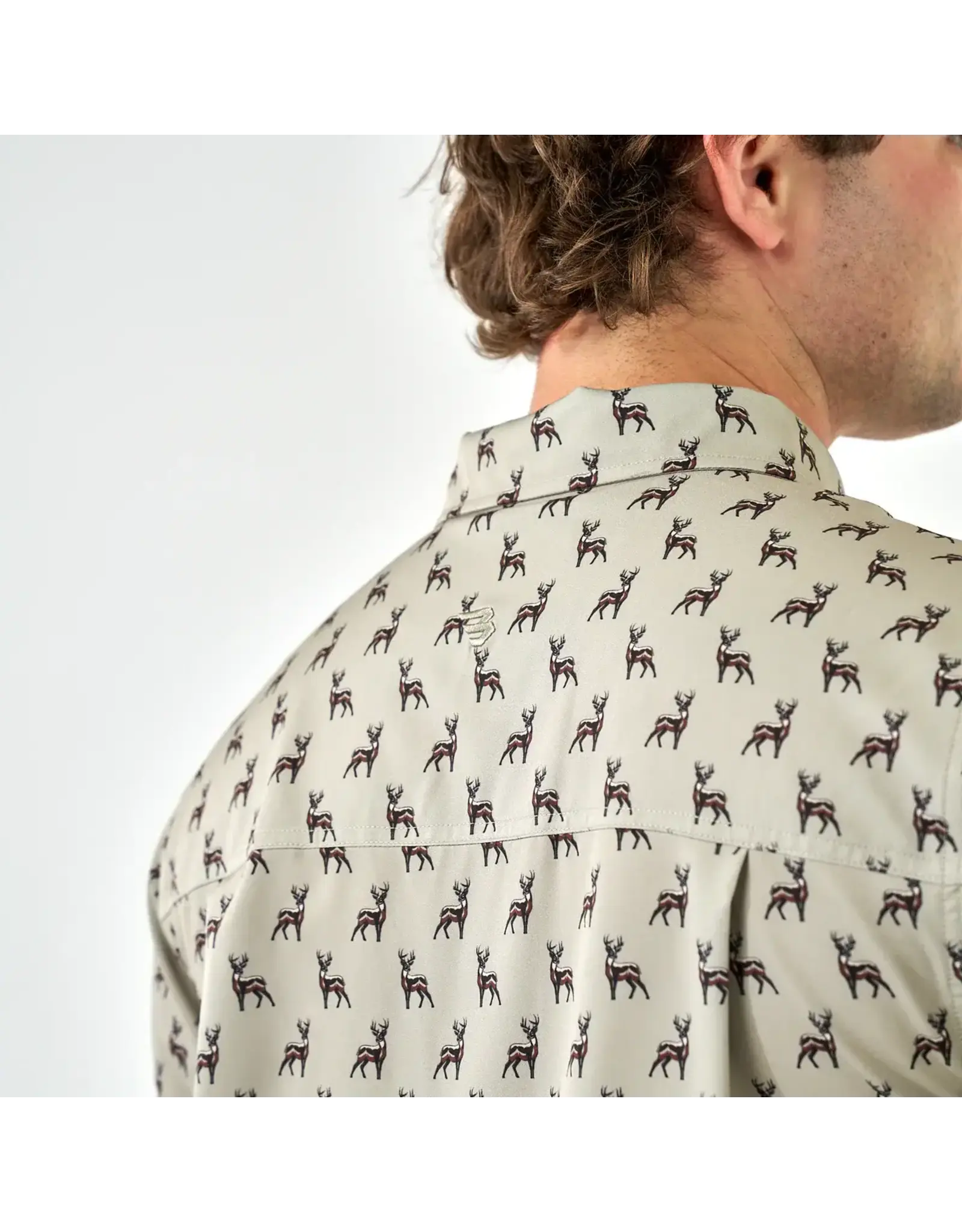 Burlebo Burlebo Performance Button Up Whitetail Deer Green
