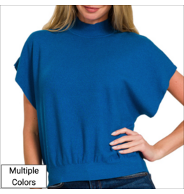 Liza Mock Neck Short Dolman Sleeve Sweater