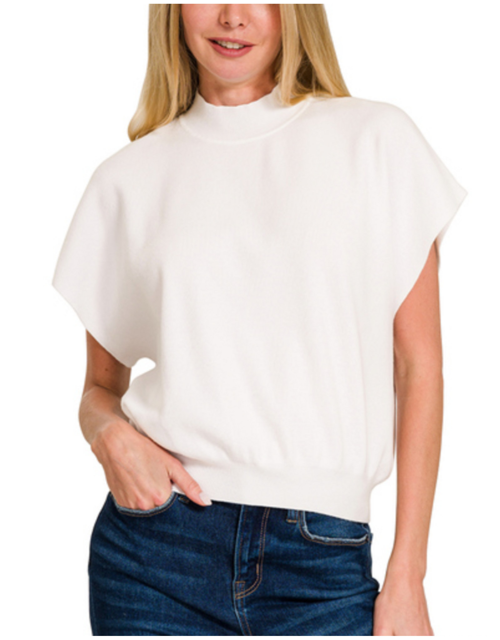 Liza Mock Neck Short Dolman Sleeve Sweater