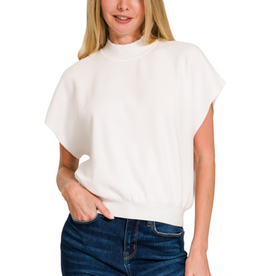 Liza Mock Neck Short Dolman Sleeve Sweater