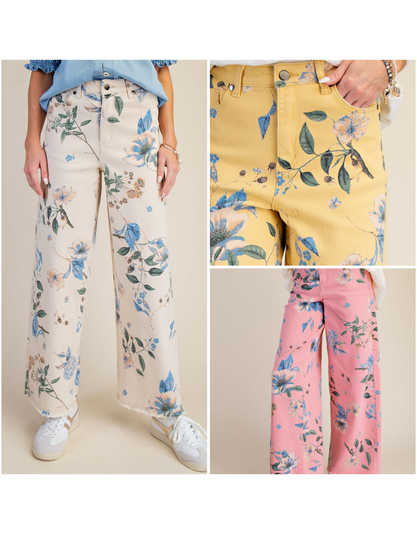 Felicity Floral Print Soft Stretch Twill Pants
