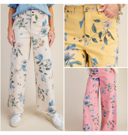 Felicity Floral Print Soft Stretch Twill Pants