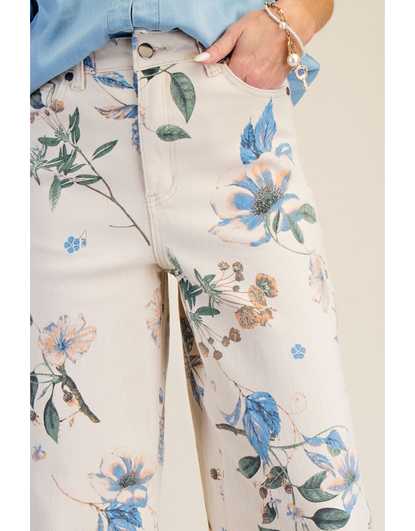 Felicity Floral Print Soft Stretch Twill Pants