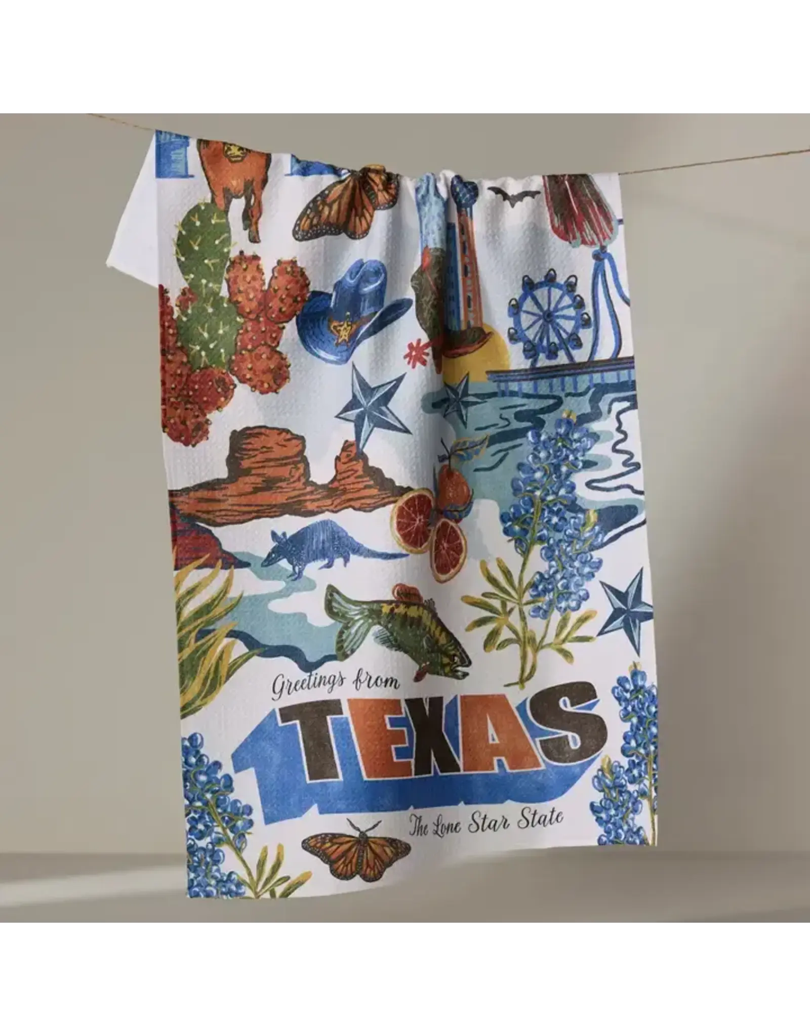 Geometry Greetings from Texas Tea Towel