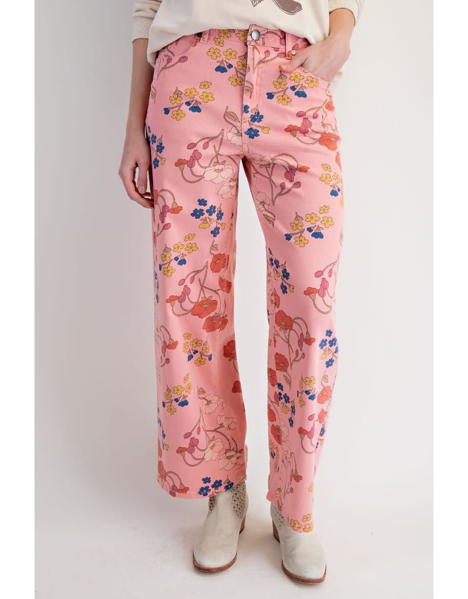 Fallon Pink Floral Print Jeans