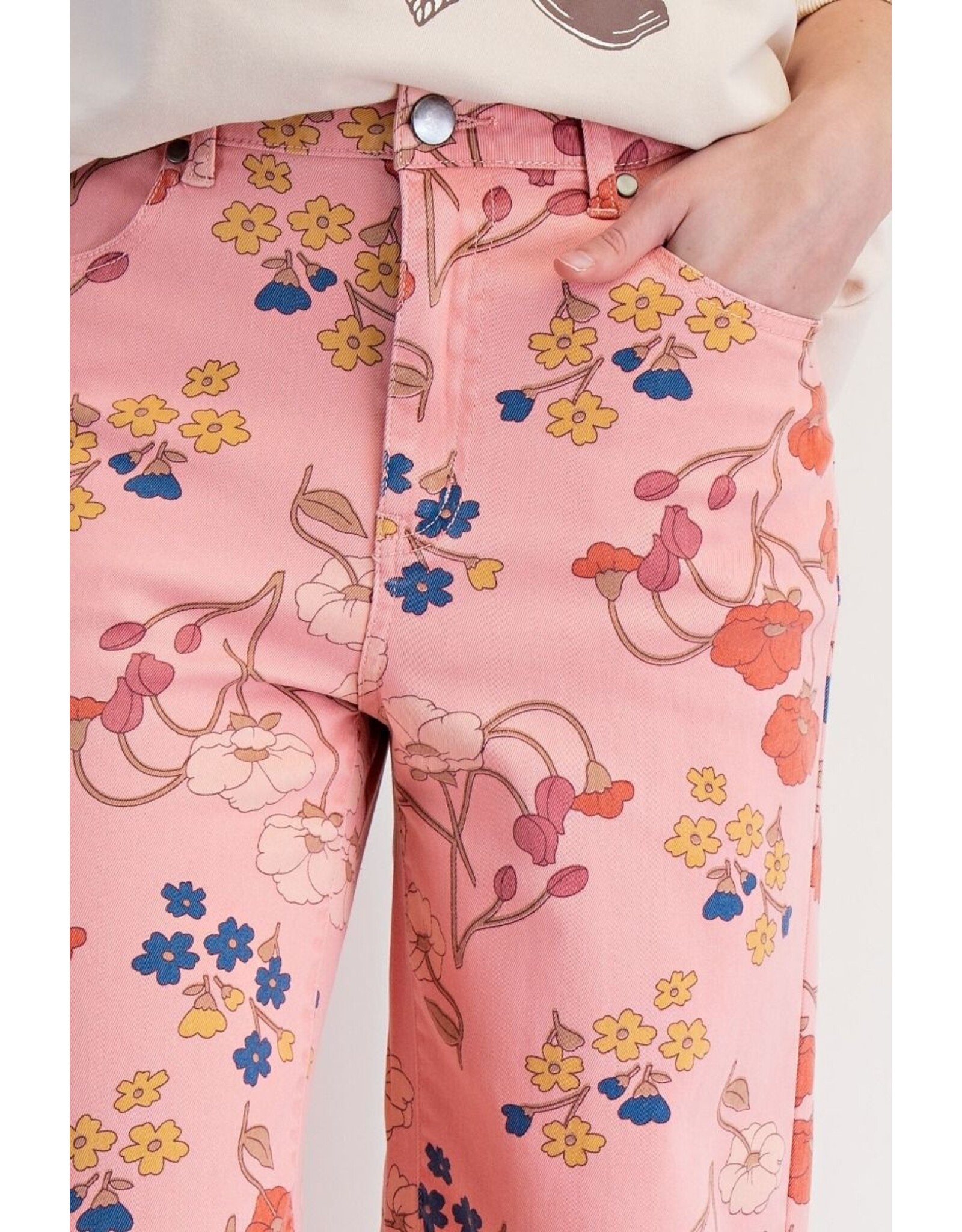 Fallon Pink Floral Print Jeans