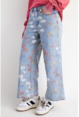 Fallon Washed Denim Floral Print Jeans