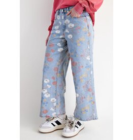 Fallon Washed Denim Floral Print Jeans