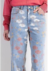 Fallon Washed Denim Floral Print Jeans