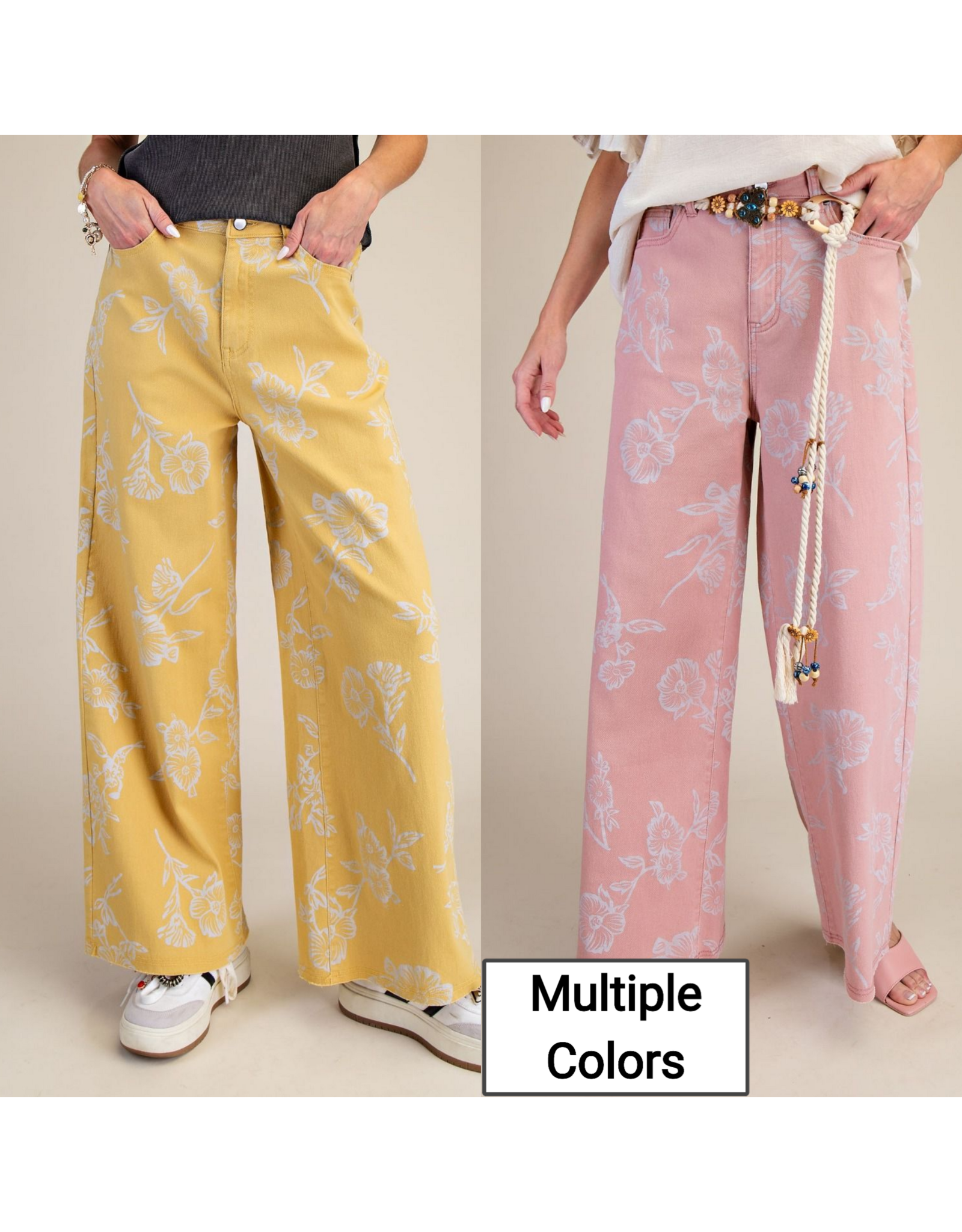 Yolanda Floral Print Stretch Twill Jeans