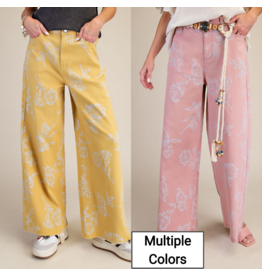 Yolanda Floral Print Stretch Twill Jeans