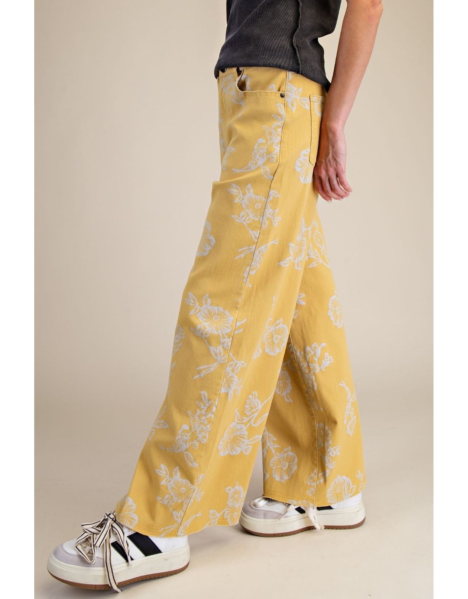 Yolanda Floral Print Stretch Twill Jeans
