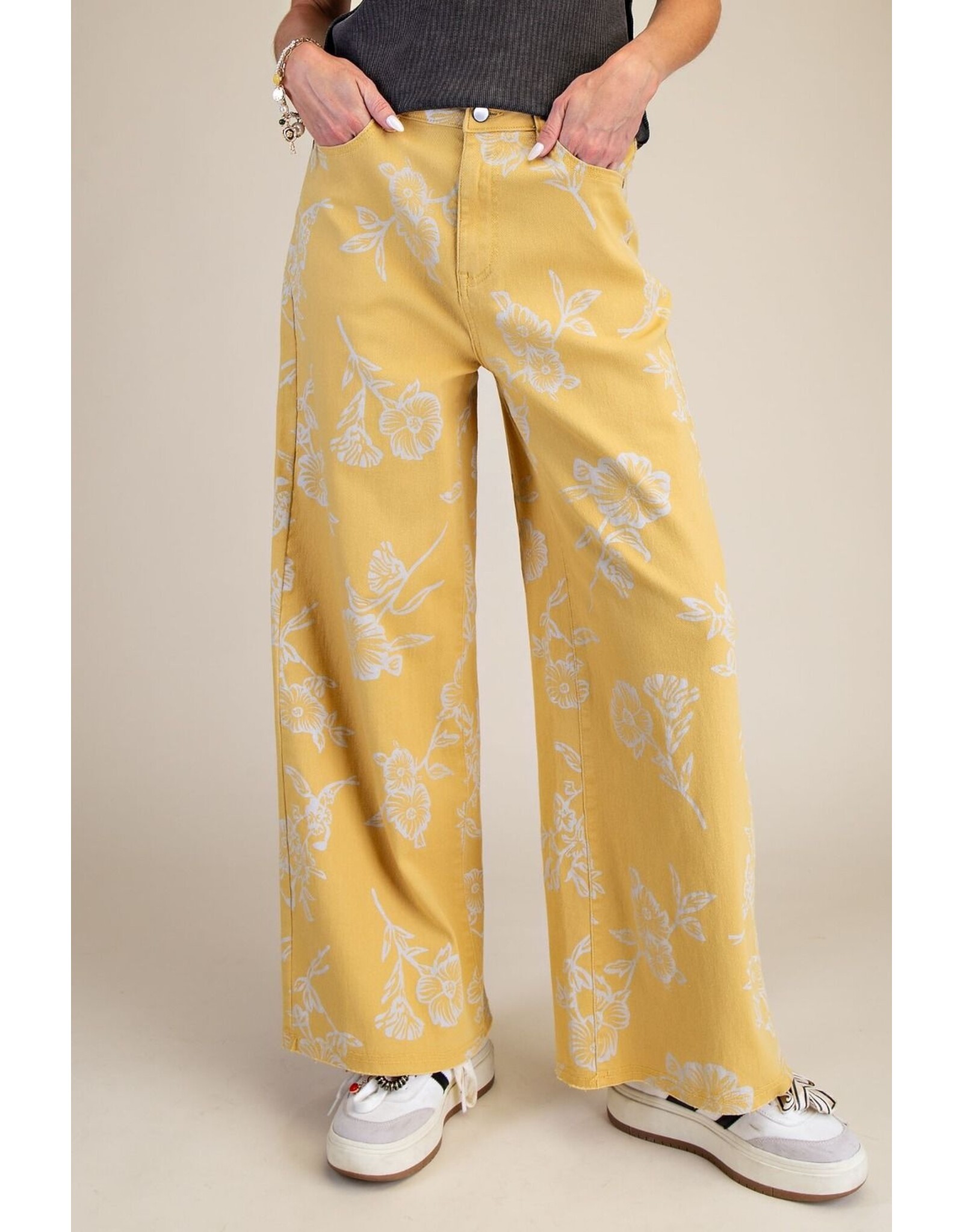 Yolanda Floral Print Stretch Twill Jeans