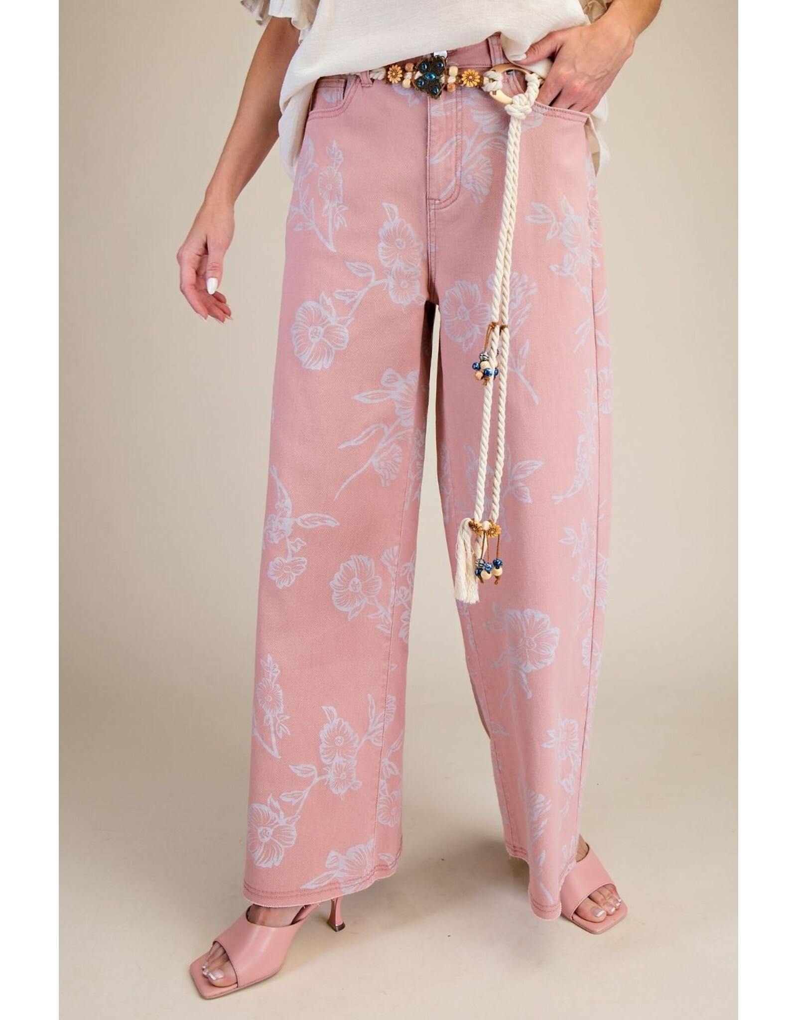 Yolanda Floral Print Stretch Twill Jeans
