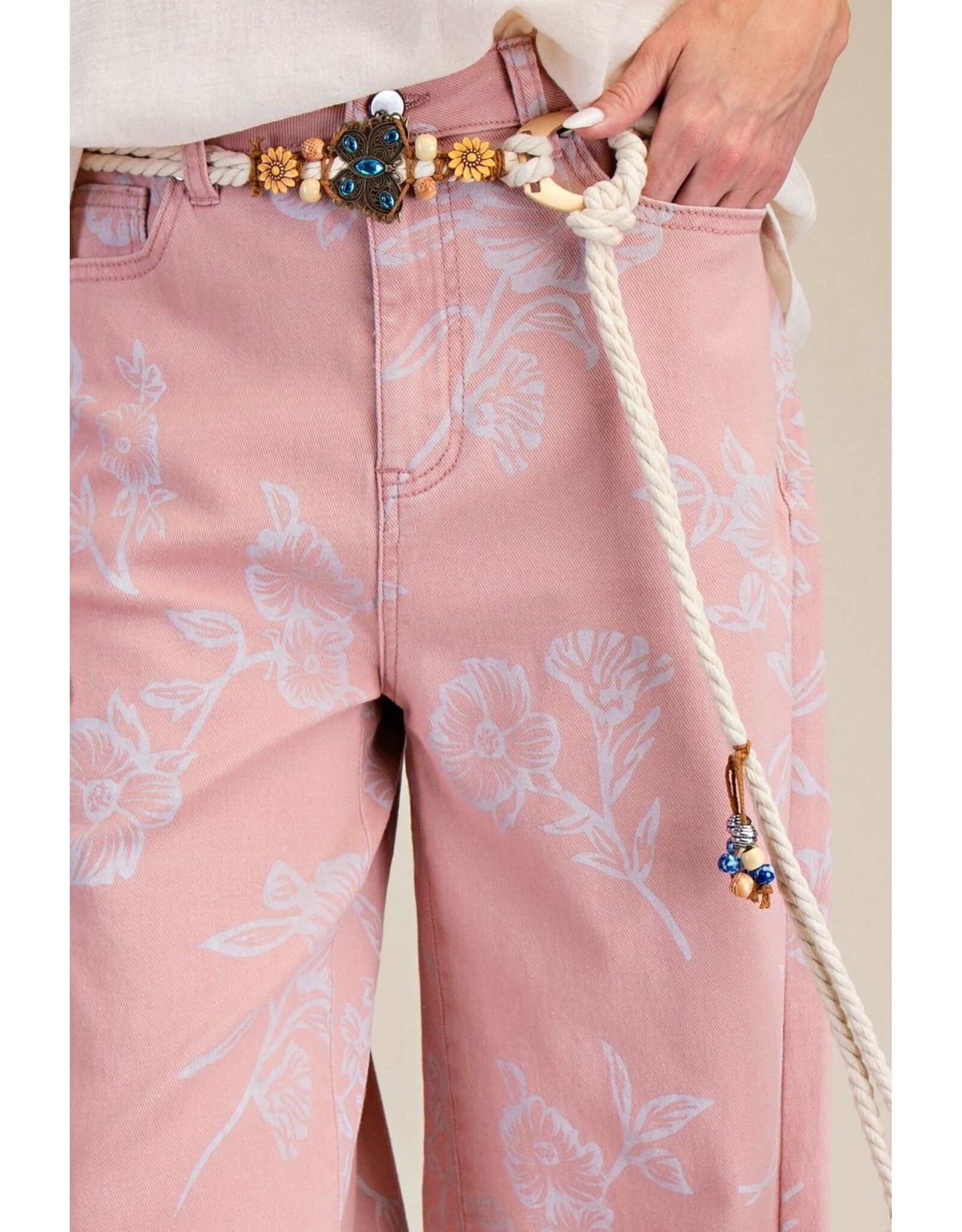 Yolanda Floral Print Stretch Twill Jeans