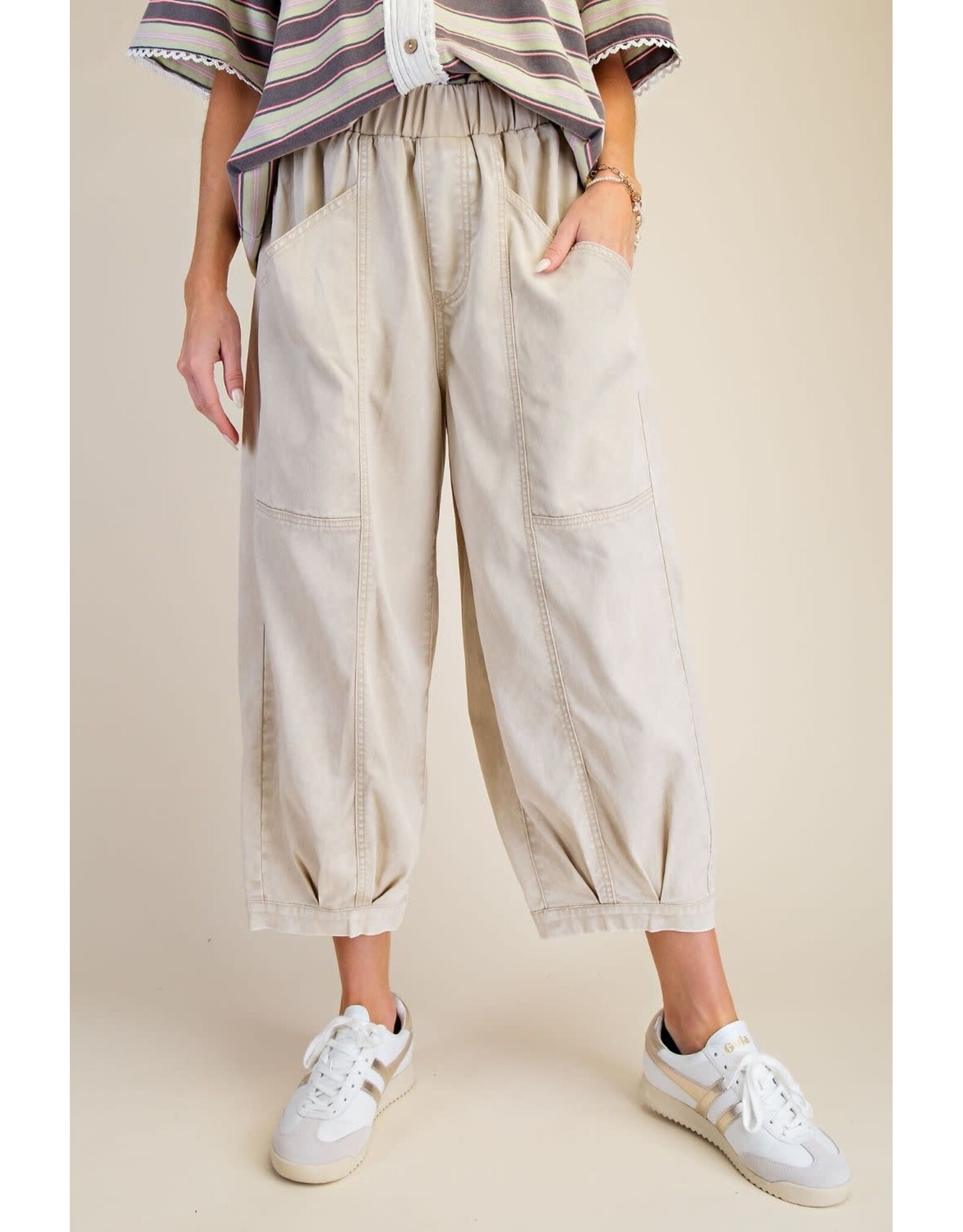 Elana Elastic Waist Band Bottom Khaki Pants