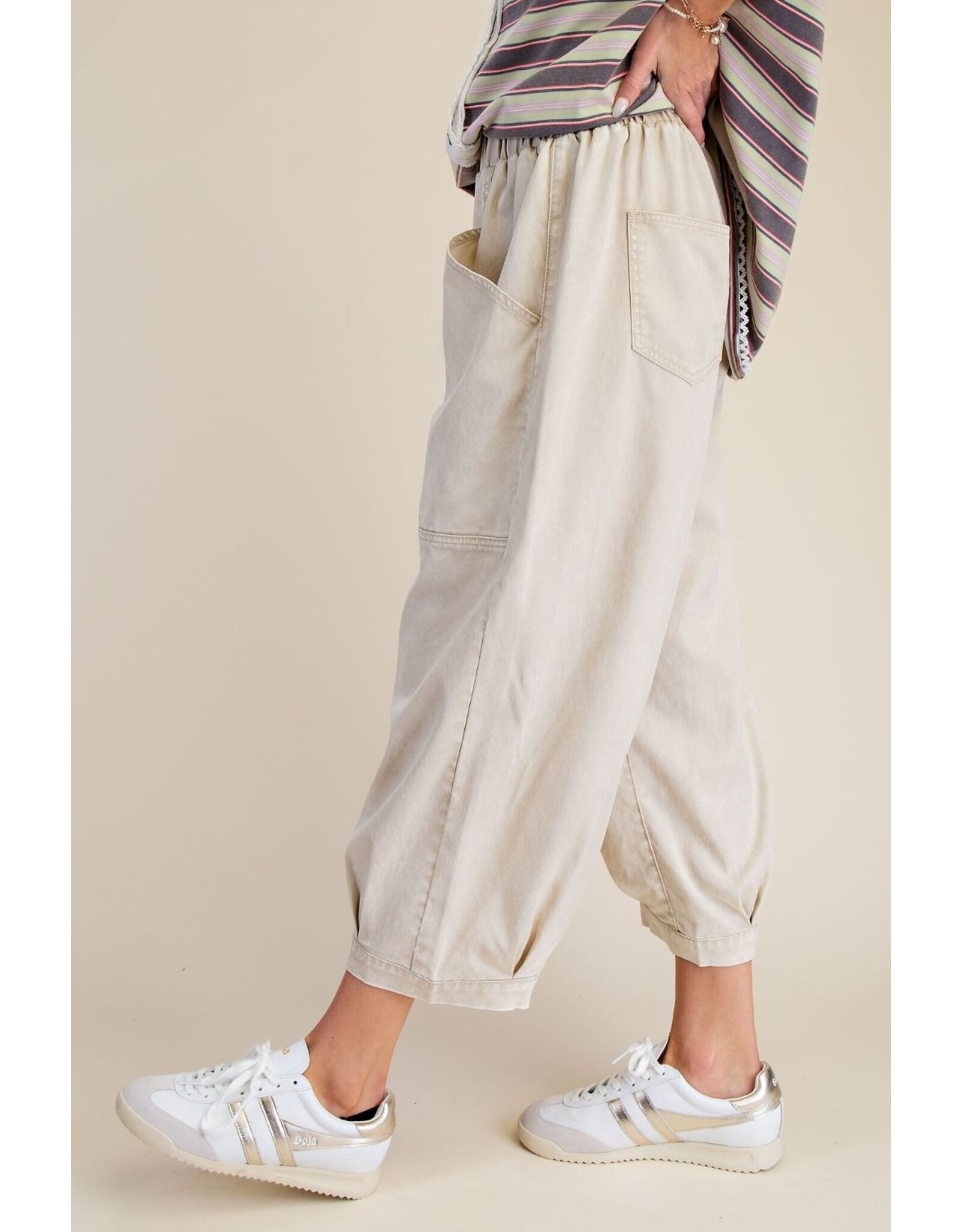 Elana Elastic Waist Band Bottom Khaki Pants