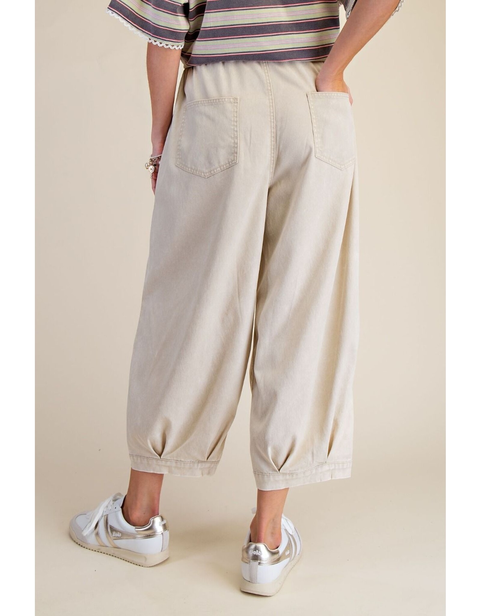 Elana Elastic Waist Band Bottom Khaki Pants