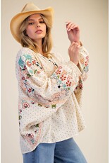 Helena Embroidered Polka Dot Swing Top