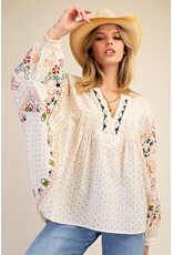 Helena Embroidered Polka Dot Swing Top