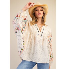 Helena Embroidered Polka Dot Swing Top