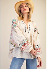 Helena Embroidered Polka Dot Swing Top