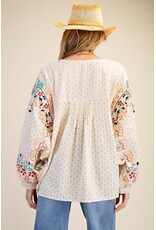 Helena Embroidered Polka Dot Swing Top