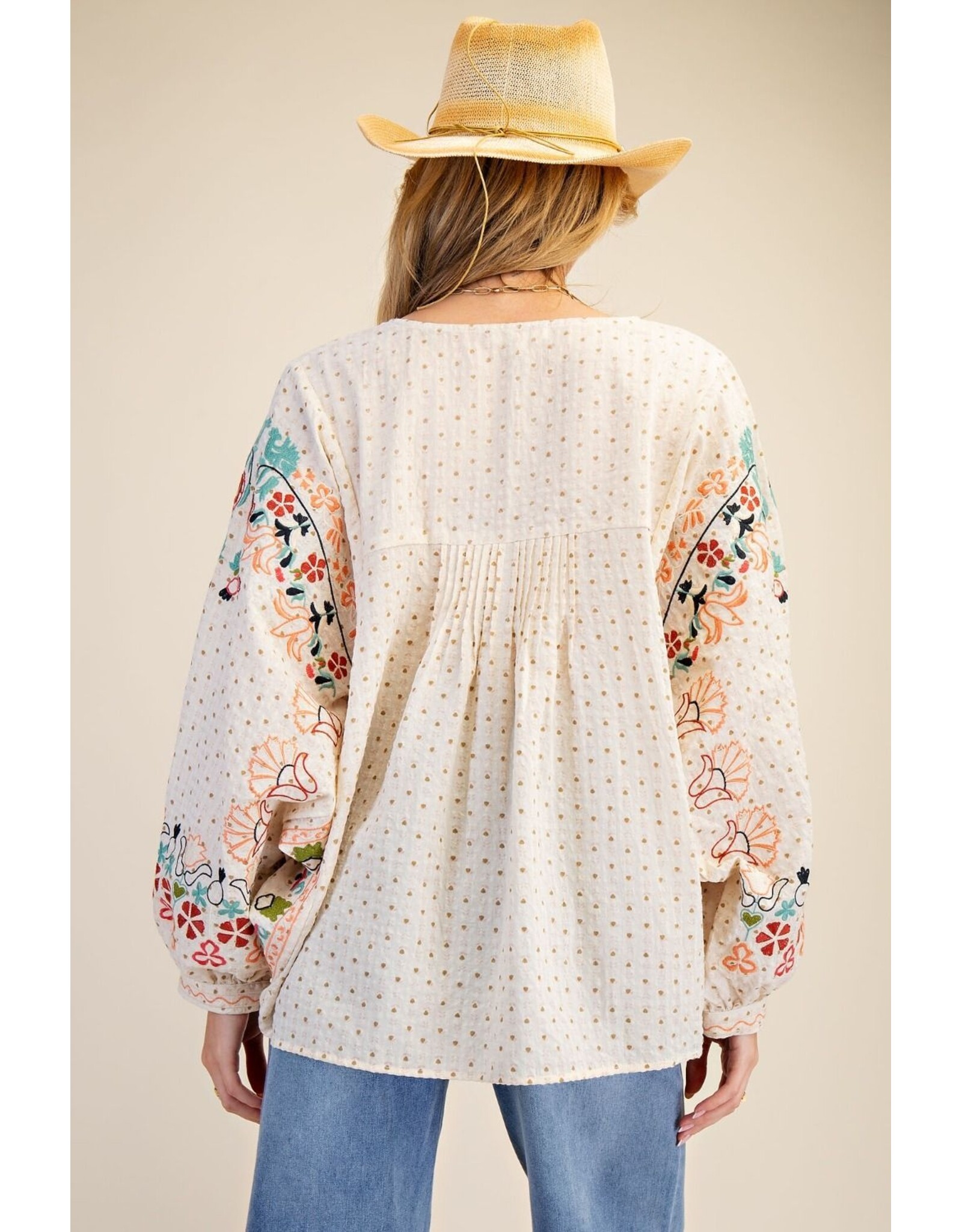 Helena Embroidered Polka Dot Swing Top