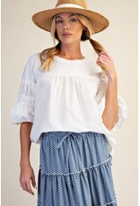 Cassie White Cotton Voile Top