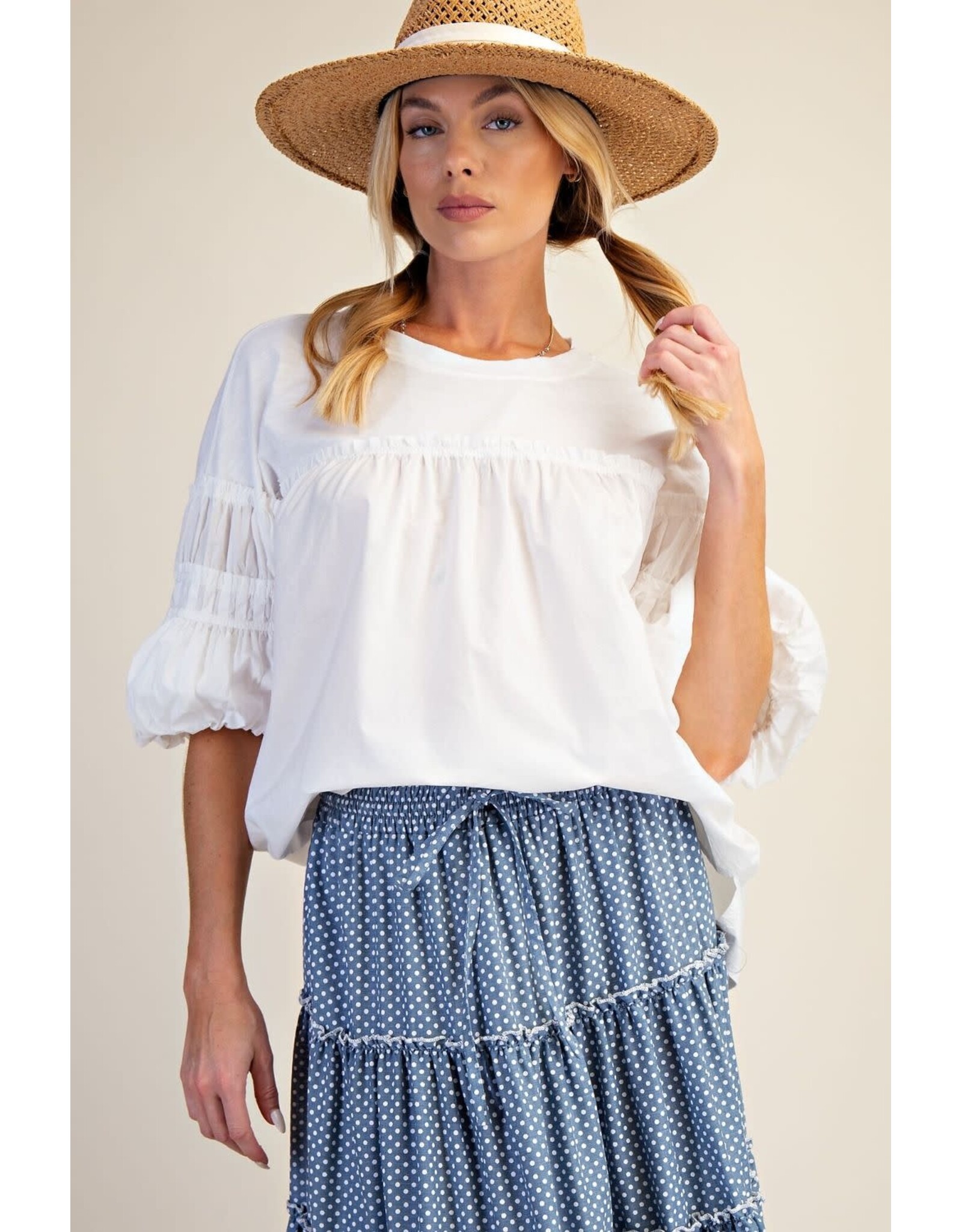 Cassie White Cotton Voile Top