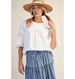 Cassie White Cotton Voile Top