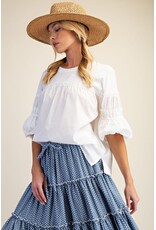 Cassie White Cotton Voile Top